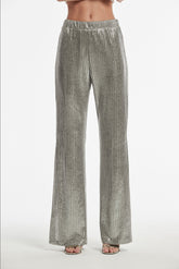 SHINY LAMINATED RIBBON KNIT TORBA TROUSERS